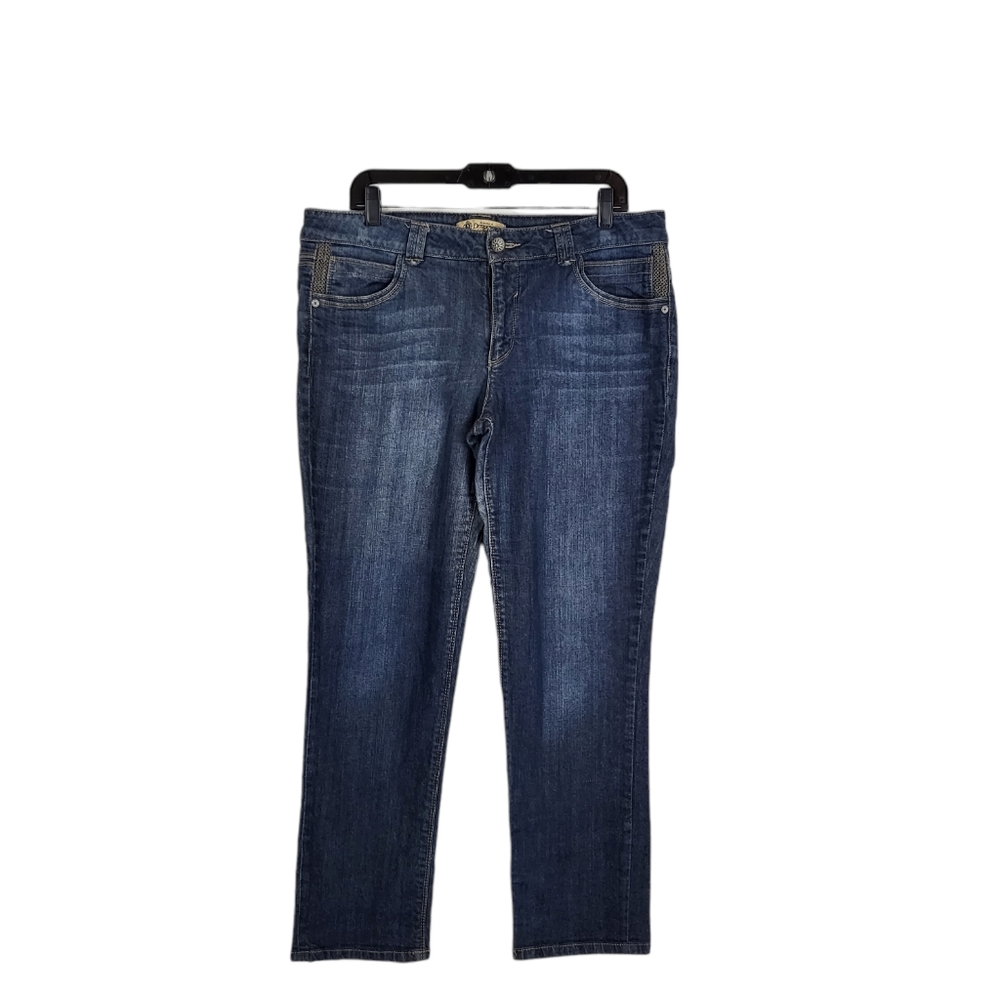 Democracy women's straight leg dark blue wash jeans size 14